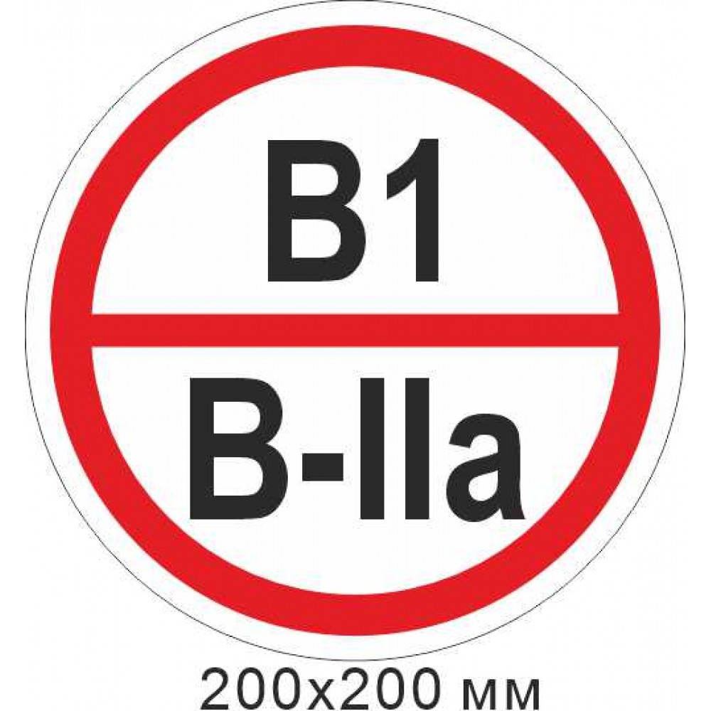 Знак противопожарный 200*200 мм. "Знак категории помещения - В1"